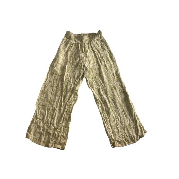 Billabong Palm Leaf Print Crinkle Wide Leg Pants Sage Green Size S - Picture 2 of 6